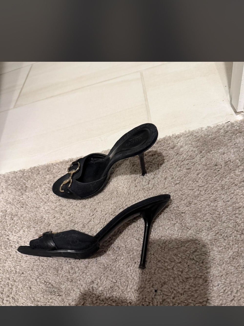 Gucci Black mule Heels with Gold Horsebit - Picture 6 of 7